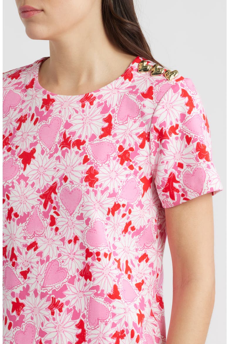 Mattison Floral Cotton Blend Shift Dress, Alternate, color, COCONUT DEAR HEART