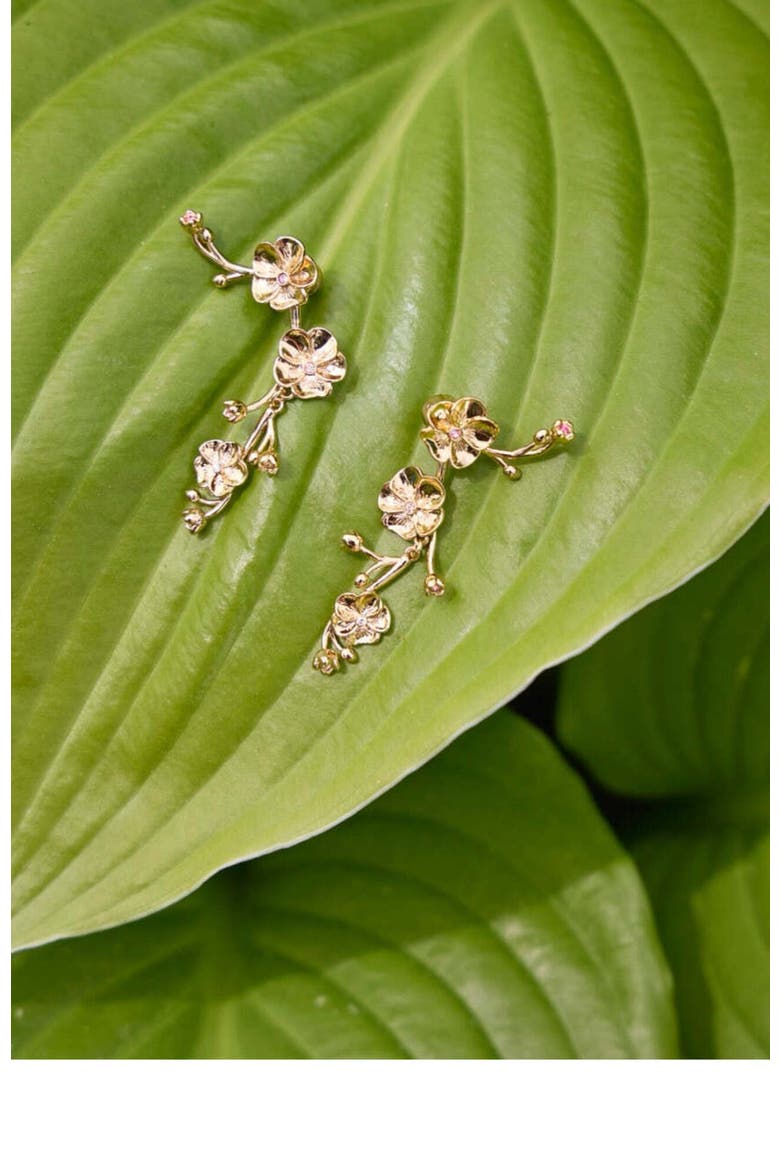 New York Botanical Garden® 2-in-1 Pansy Statement Earrings, Alternate, color, Gold