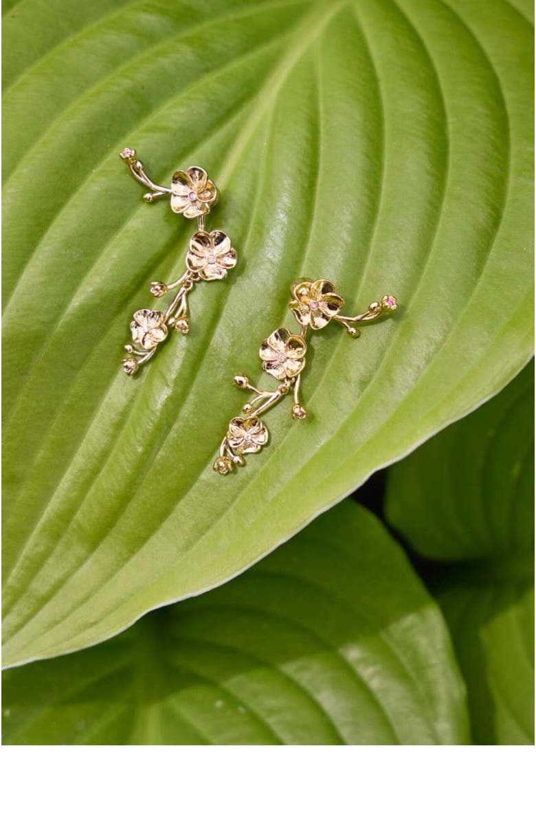 Alex and Ani New York Botanical Garden<sup>®</sup> 2-in-1 Pansy Statement Earrings, Alternate, color, Gold