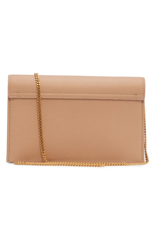 Valentino Garavani Vlogo Signature Leather Wallet On A Chain In Neutral