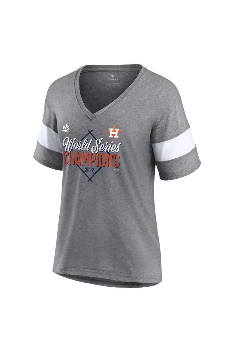 Women's Fanatics Branded Heather Gray Houston Astros 2022 World Series Champions Appeal Play Tri-Blend V-Neck T-Shirt, Alternate, color, Heather Gray