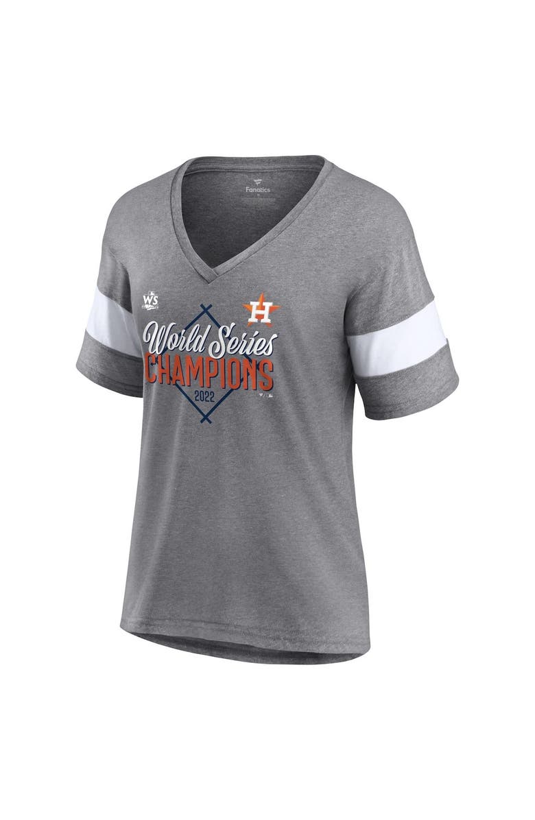 FANATICS Women's Fanatics Branded Heather Gray Houston Astros 2022 World Series Champions Appeal Play Tri-Blend V-Neck T-Shirt, Alternate, color, 