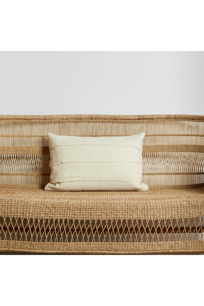 Layered Hand-Felted Merino Wool Throw Pillow - Lumbar - with Insert, Main, color, Ivory