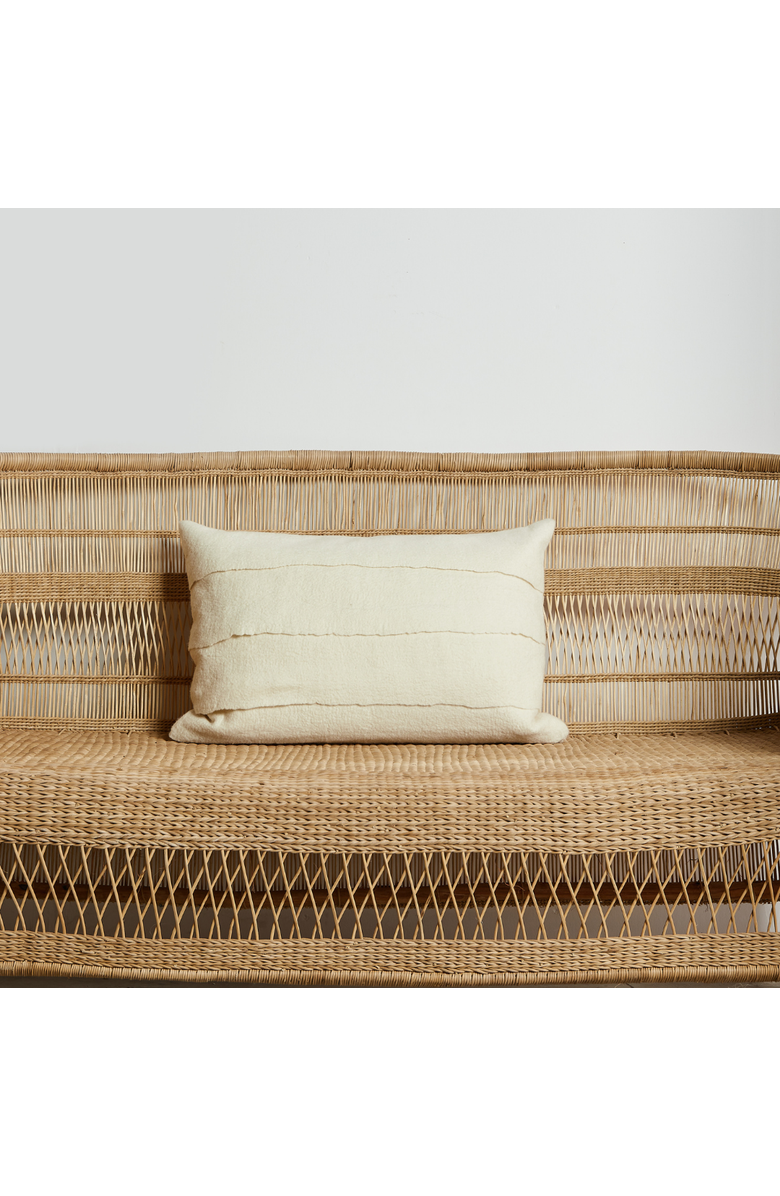 kanju Interiors Layered Hand-Felted Merino Wool Throw Pillow - Lumbar - Cover Only, Main, color, Ivory