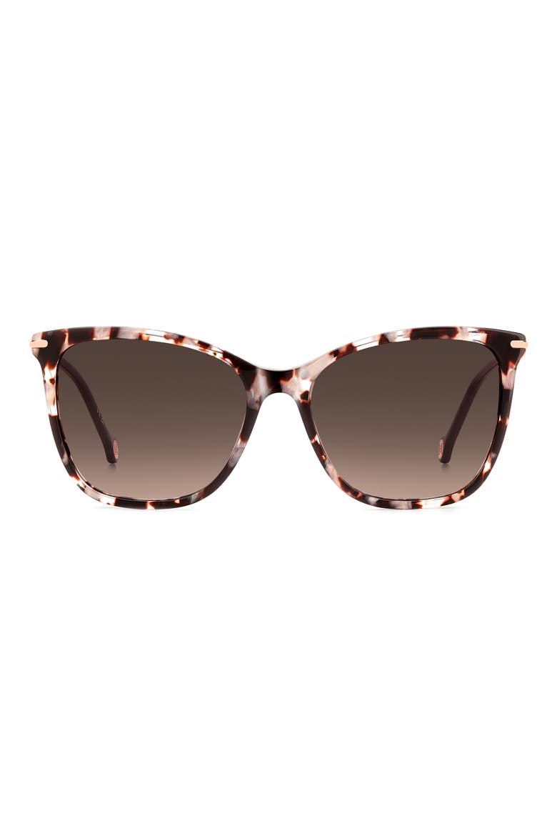 57mm Rectangular Gradient Sunglasses, Main, color, PINK HAVANA RED/ BROWN SF