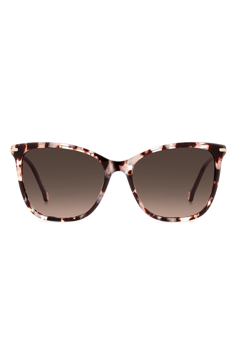 Carolina Herrera 57mm Rectangular Gradient Sunglasses, Main, color, Pink Havana Red/ Brown Sf