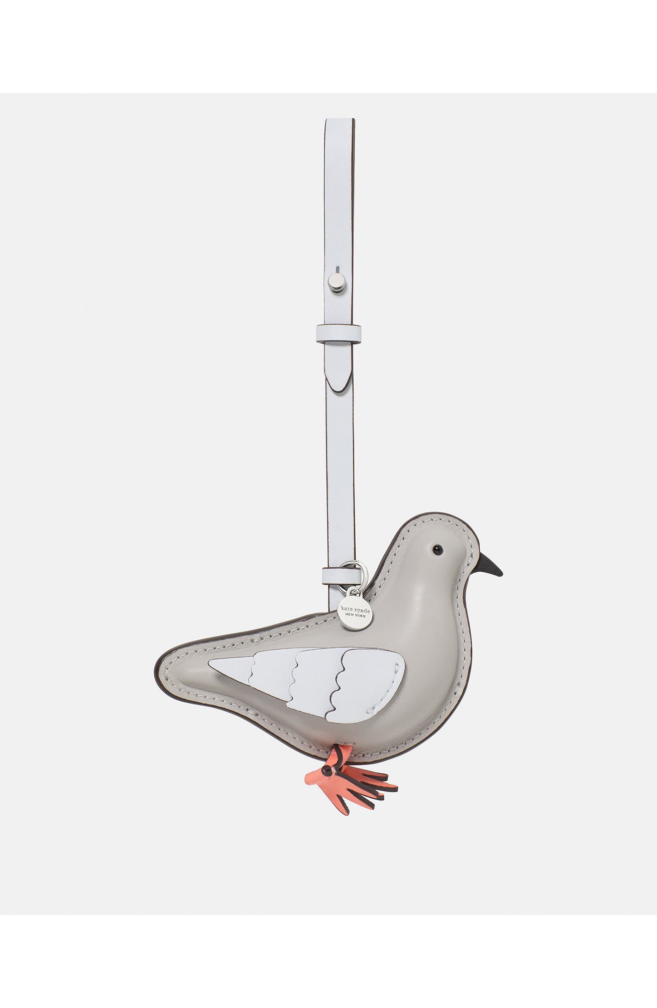 Kate Spade New York critters perry pigeon bag charm, Main, color, Platinum Grey