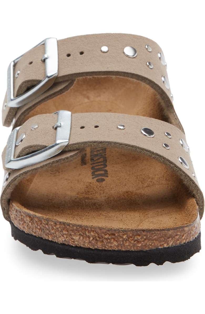 Birkenstock Arizona Rivets Studded Slide Sandal, Alternate, color, Gray Taupe