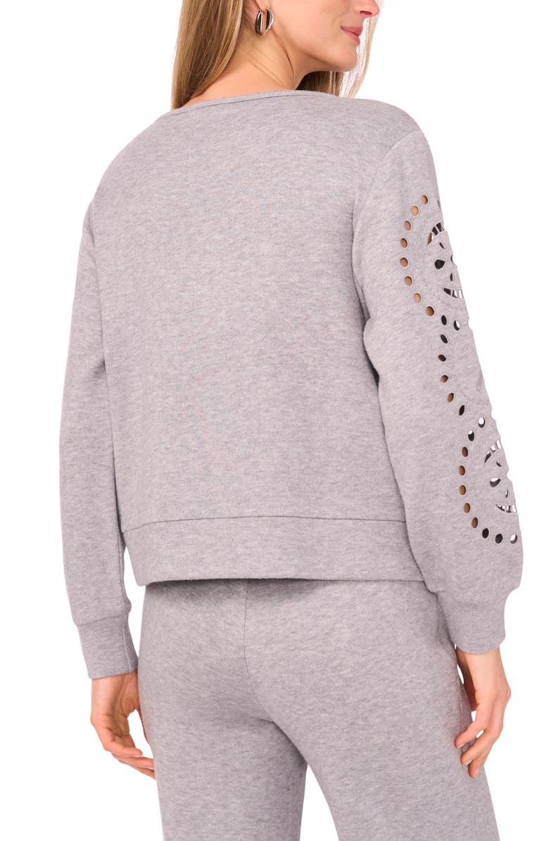 Vince Camuto Eyelet Sleeve Sweatshirt, Alternate, color, Granite