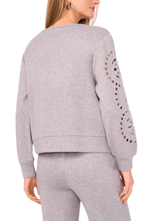Vince Camuto Eyelet Sleeve Sweatshirt In Gray
