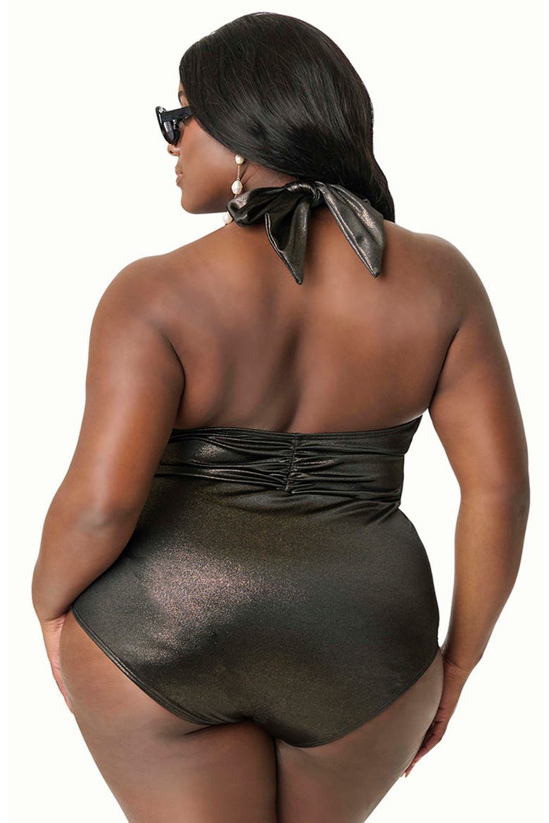 Plus Size Halter Derek One Piece Swimsuit, Alternate, color, Black