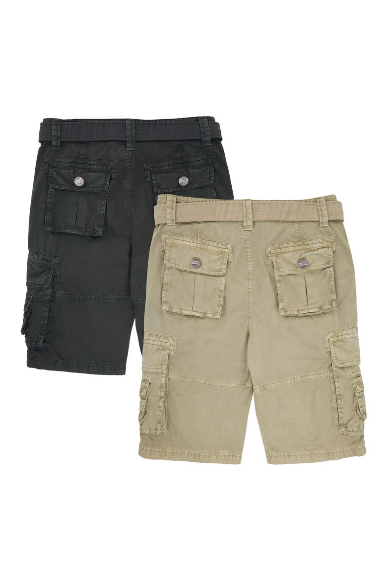 Kids' 2-Pack Belted Twill Cargo Shorts, Alternate, color, CHARCOAL/ STONE