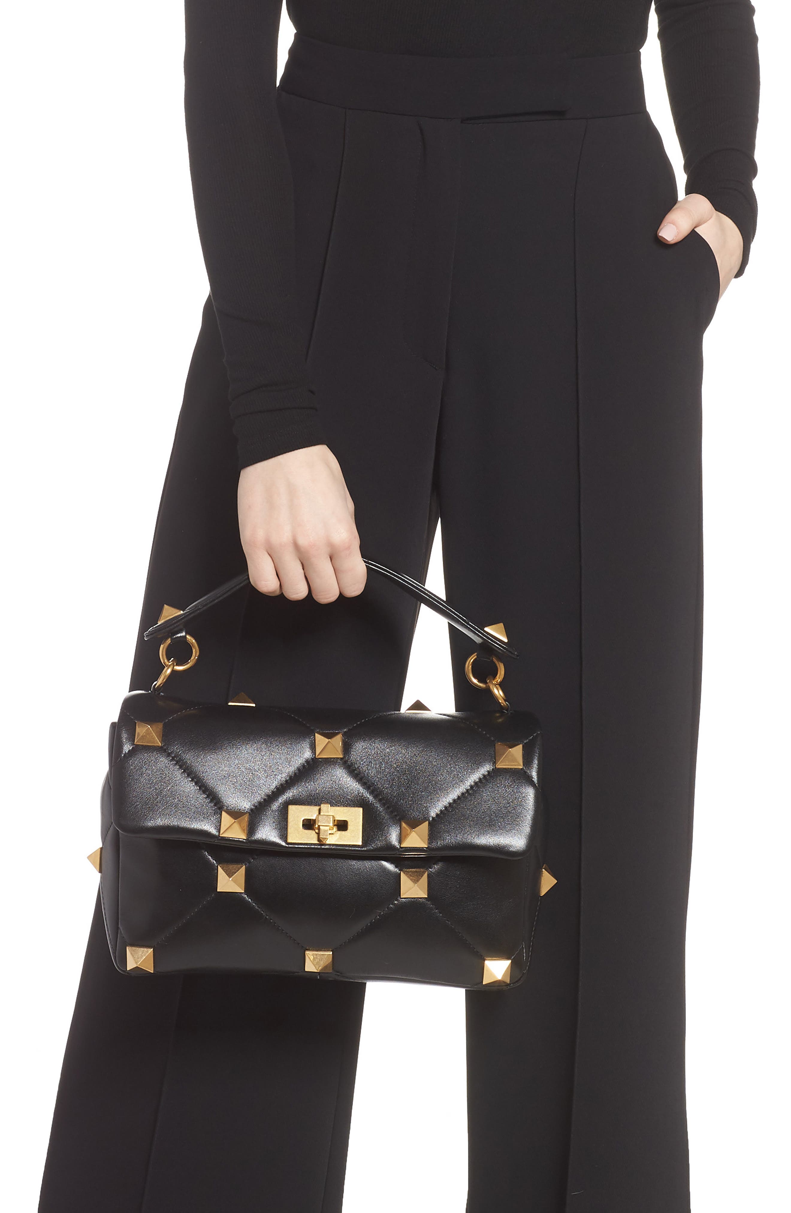 Valentino Garavani Roman Stud Nappa Chain Bag, Alternate, color, 