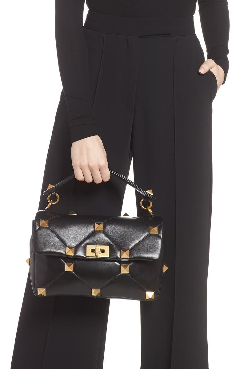 Valentino Garavani Roman Stud Nappa Chain Bag, Alternate, color,