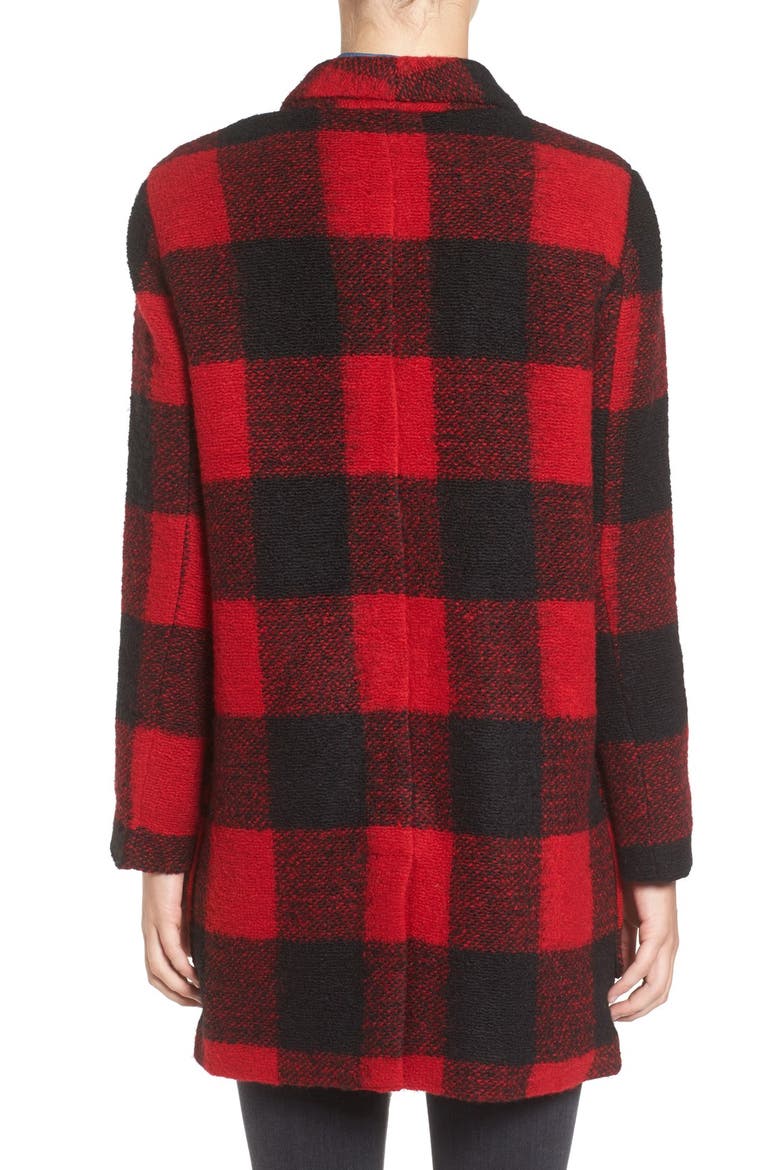 BB Dakota Holton Plaid Shawl Collar Coat, Alternate, color, RED