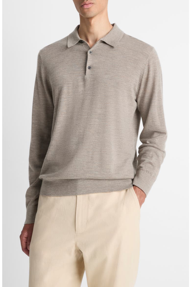 Merino Wool & Cashmere Polo, Main, color, HEATHER SMOKE
