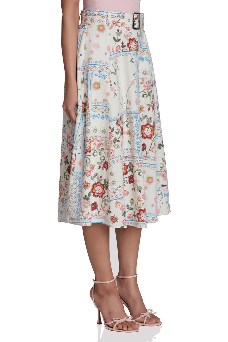 Belted Midi Skirt, Alternate, color, GARDEN BANDANA