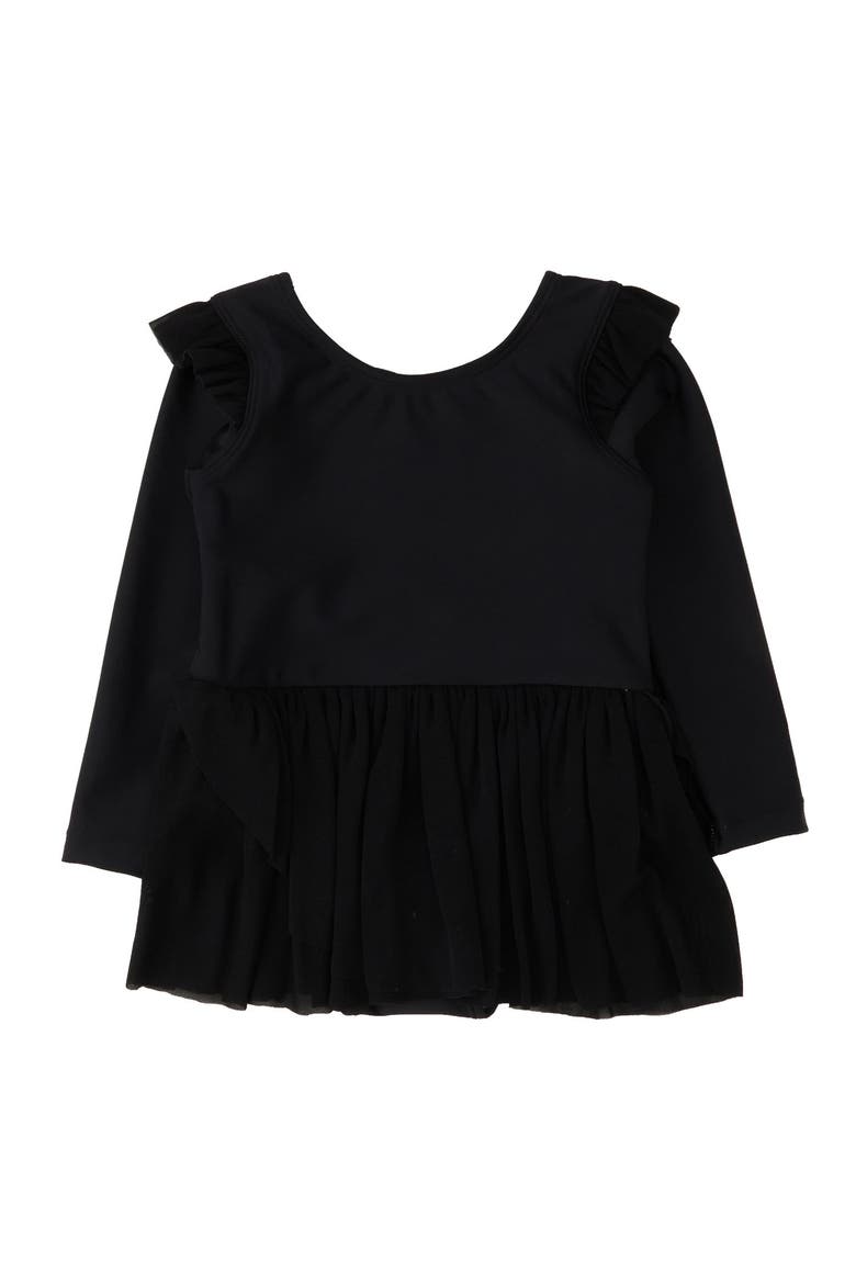 Flutter Long Sleeve Leotard, Main, color, Black