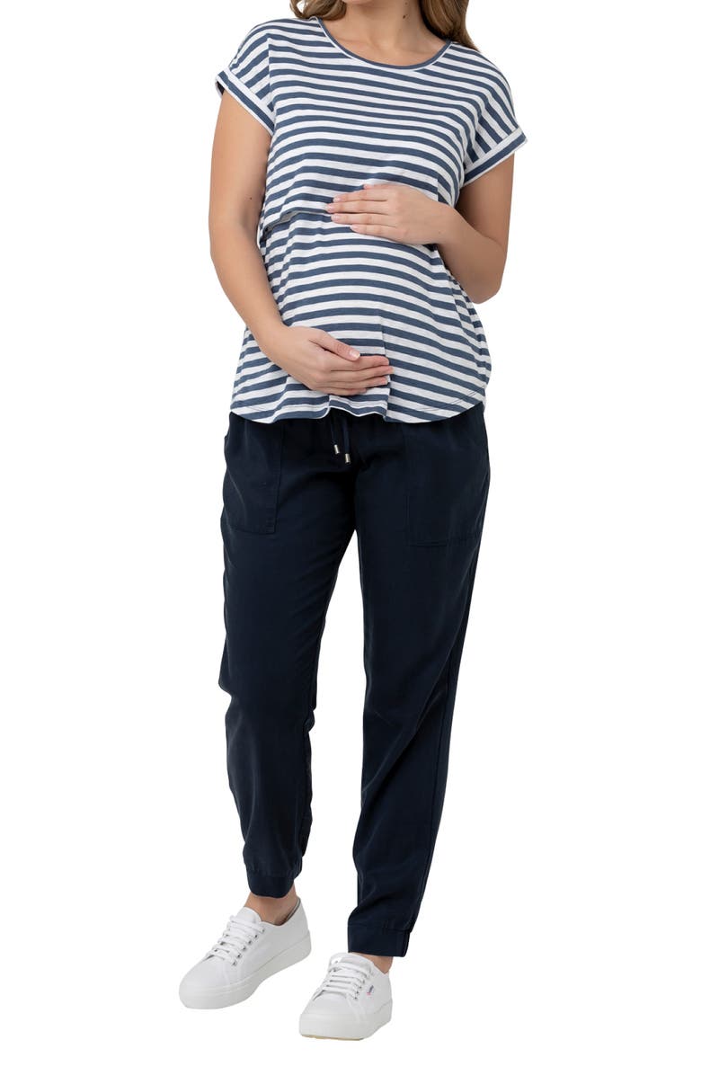 Ripe Maternity Tencel Off Duty Cargo Maternity Pant, Alternate, color, Navy