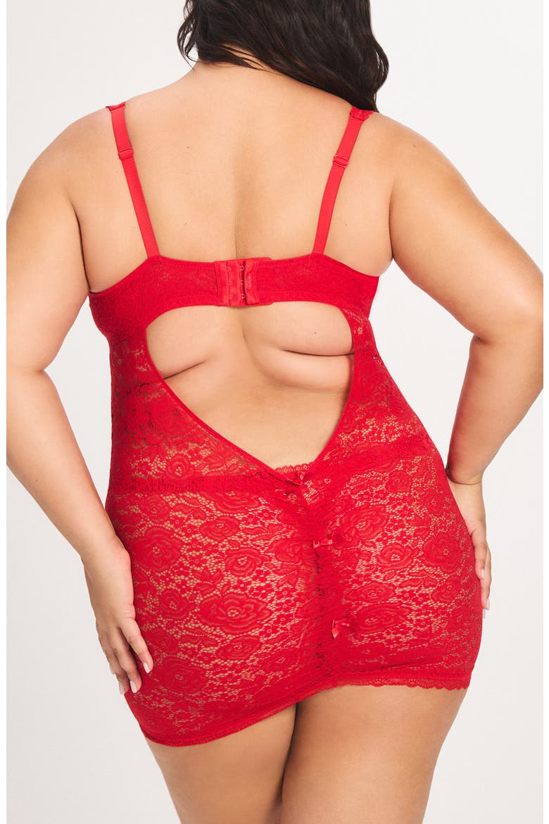 Rose Lace Underwire Chemise, Alternate, color, TIMELESS RED