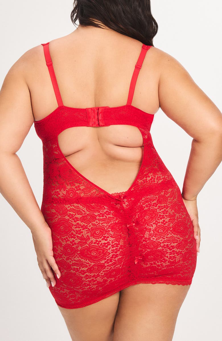 SAVAGE X FENTY Rose Lace Underwire Chemise, Alternate, color, Timeless Red