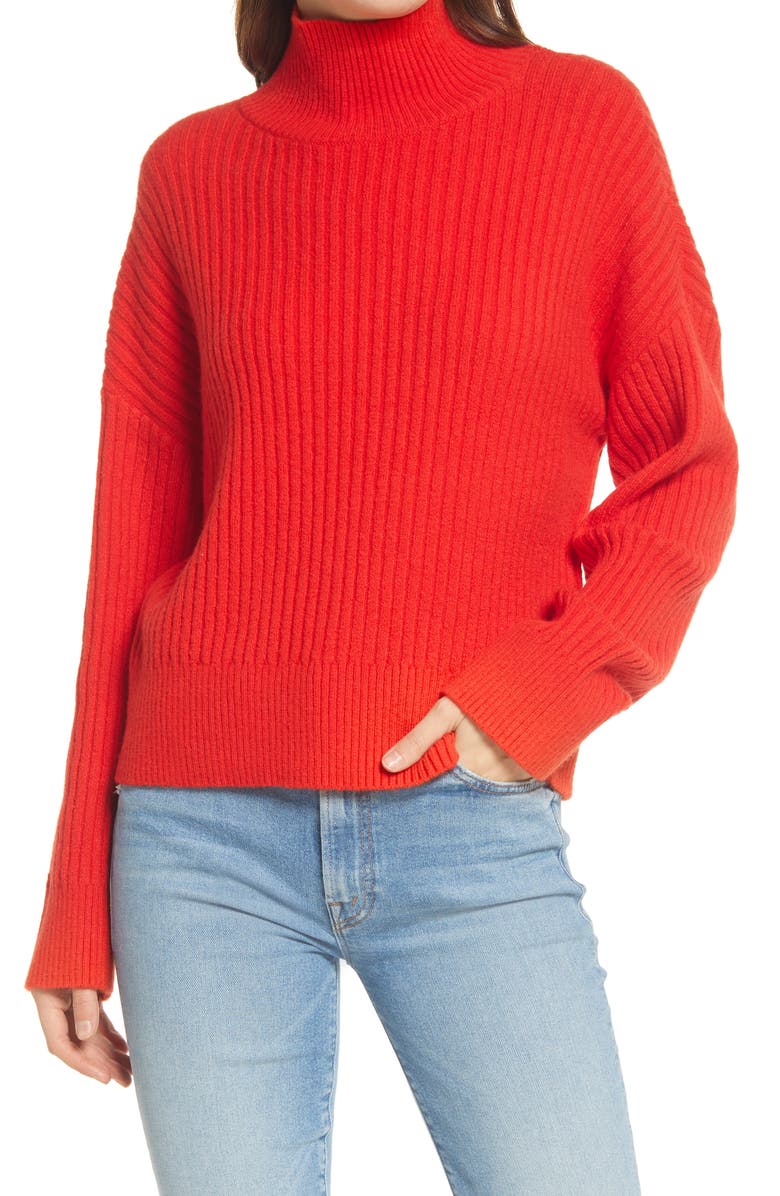 Treasure & Bond Rib Mock Neck Sweater, Main, color, 