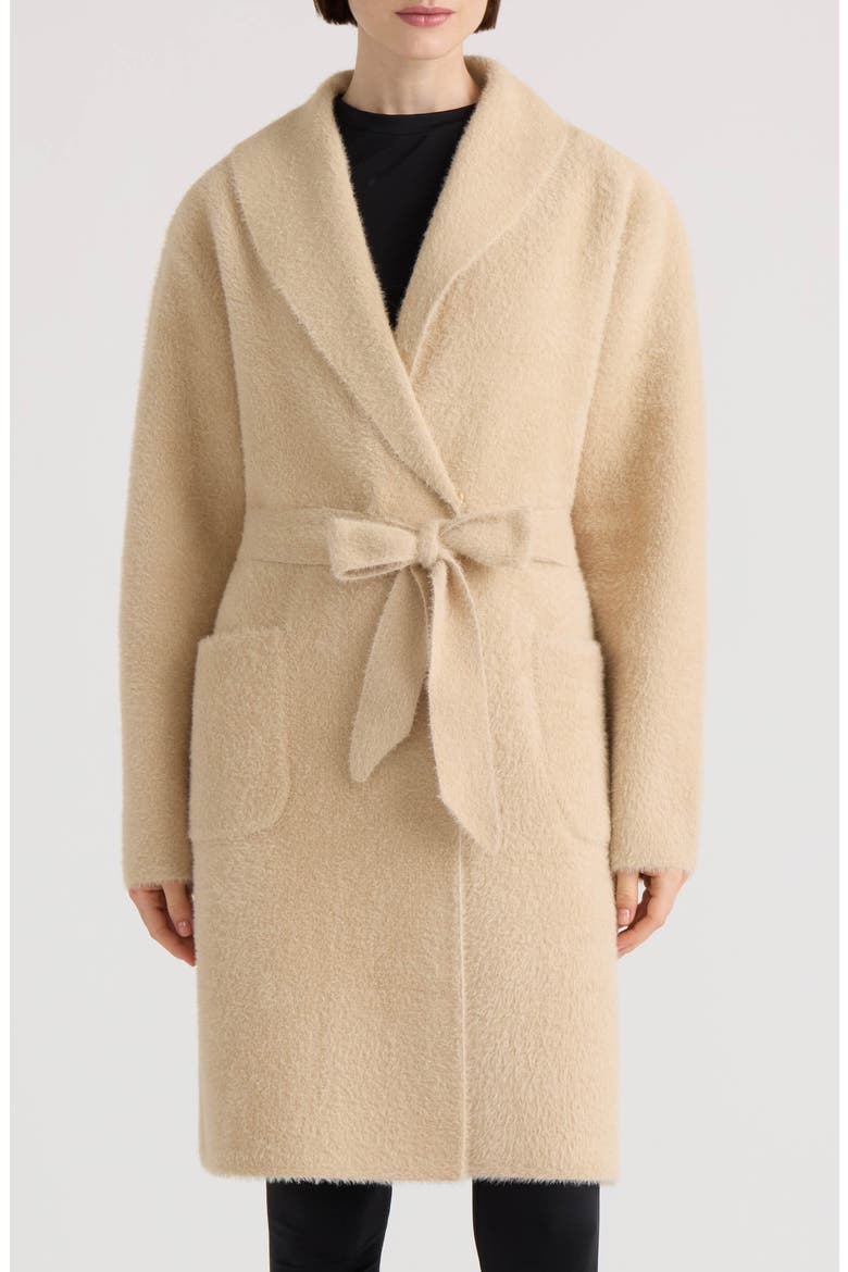 Belted Sailor Collar Coatigan, Alternate, color, LIGHT CAMEL