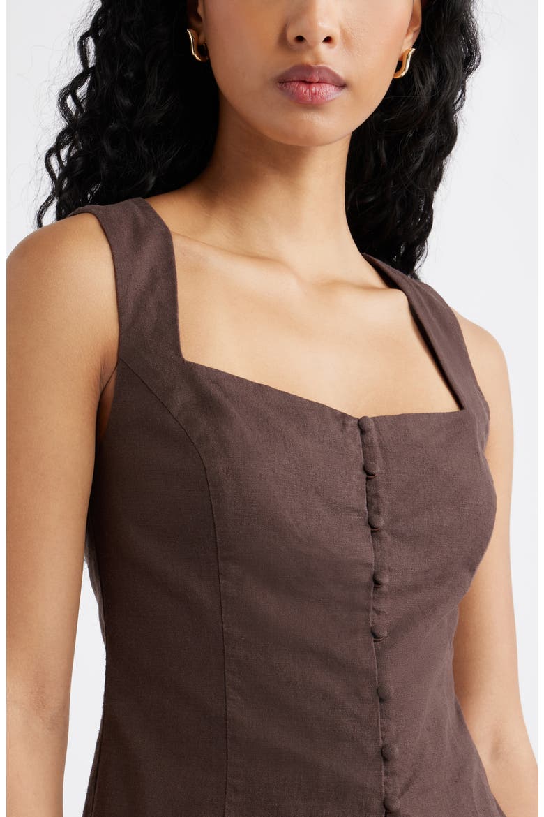 Sweetheart Neck Linen Blend Top, Alternate, color, BROWN SEAL
