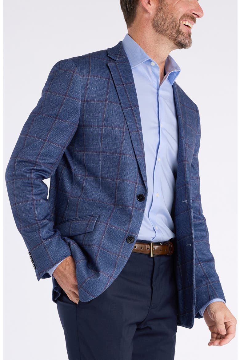 Shoreditch Slim Fit Blue Windowpane Knit Spot Coat, Alternate, color, BLUE