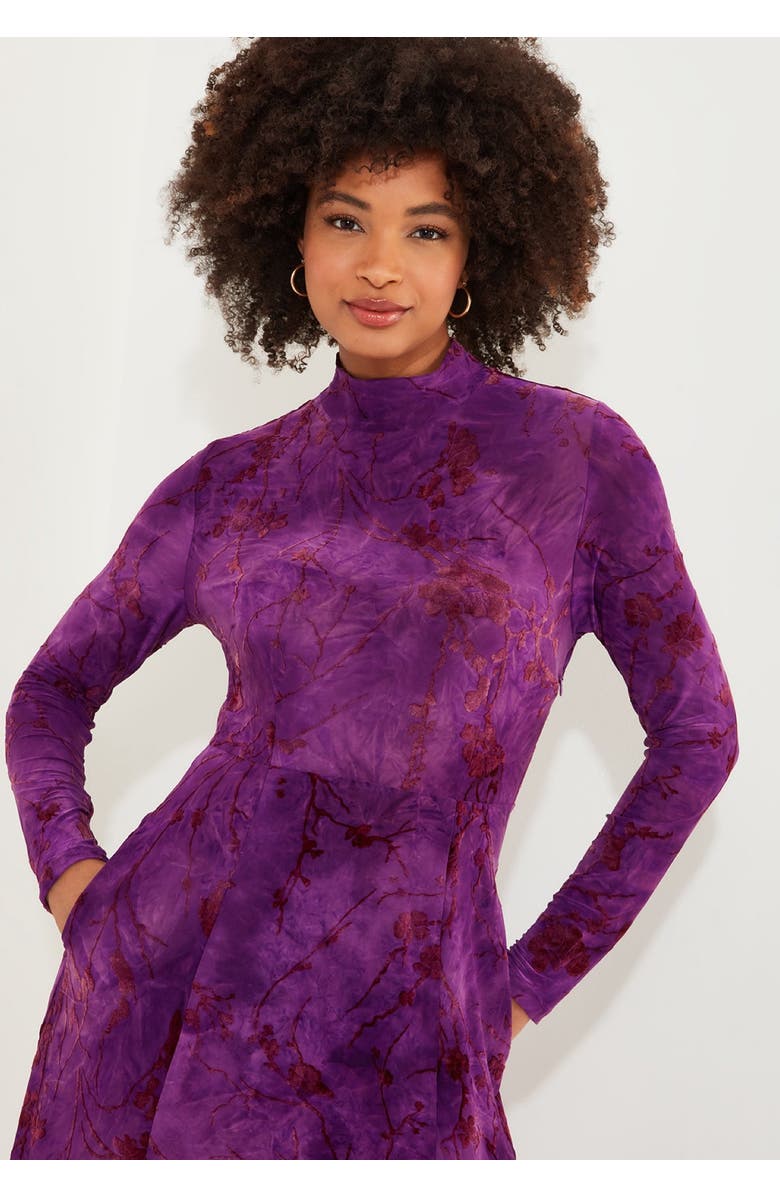 Joe Browns Mockneck Burnout Midi Dress, Alternate, color, Purple Vine