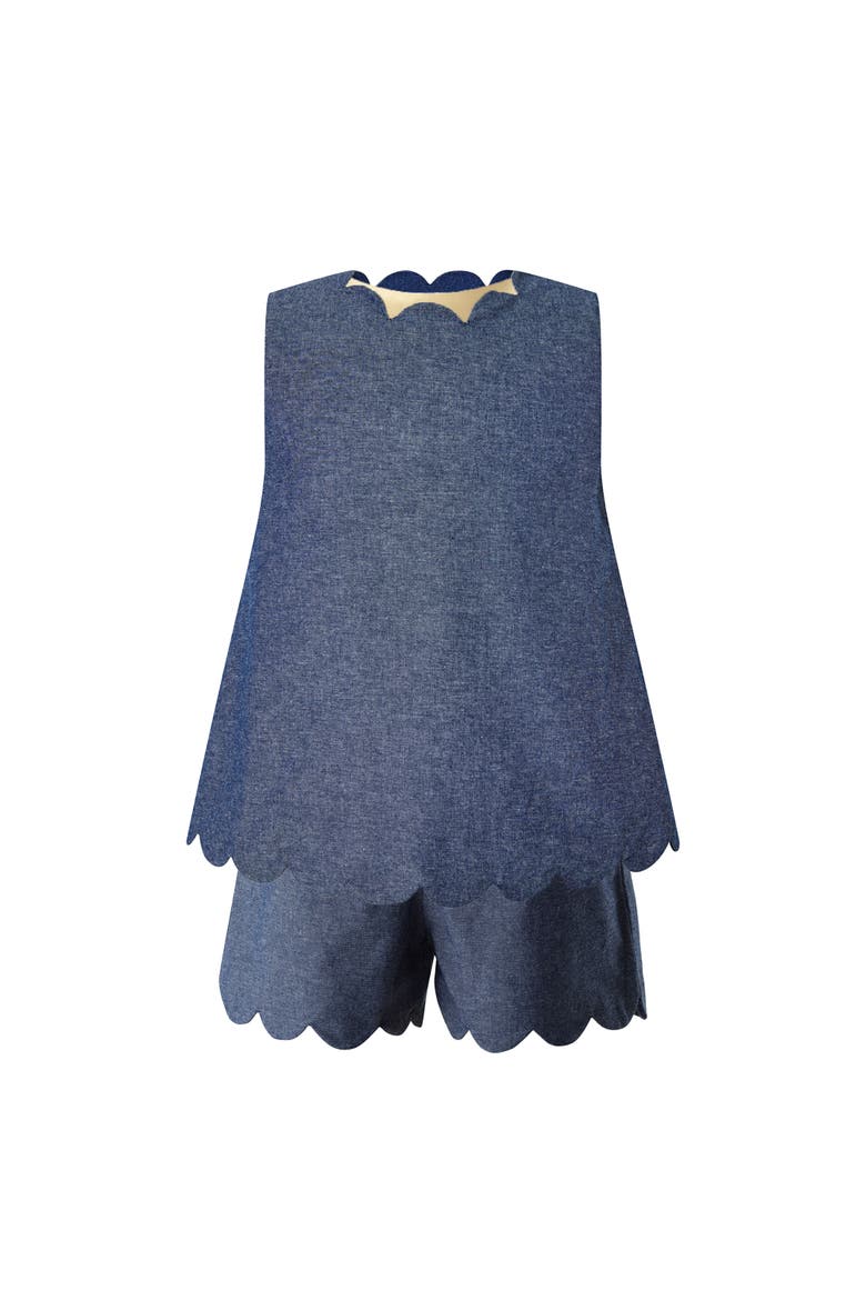 Chambray Scalloped Set, Main, color, Navy
