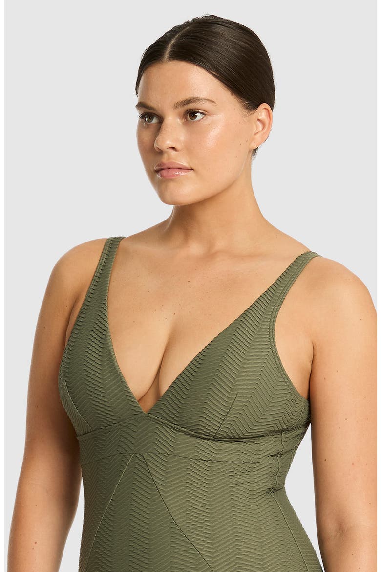 Caracus Textured One-Piece Swimsuit, Alternate, color, KHAKI