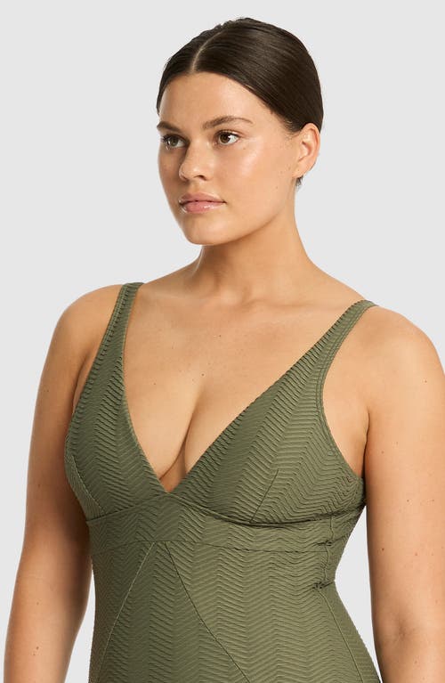 Sea Level Caracus Textured One-piece Swimsuit In Green