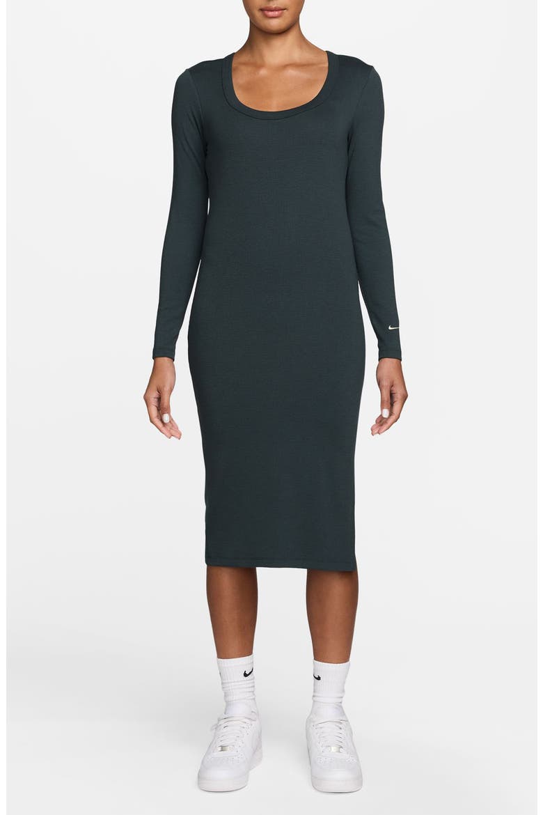 Sportswear Chill Knit Long Sleeve Body-Con Dress, Main, color, SEAWEED/ SAIL