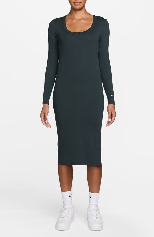Nike Sportswear Chill Knit Long Sleeve Body-con Dress In Green