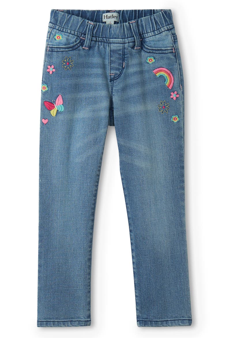 Kids' Embroidered Patch Stretch Jeans, Main, color, DENIM