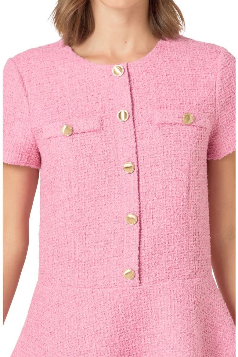 Tweed A-Line Minidress, Alternate, color, PINK