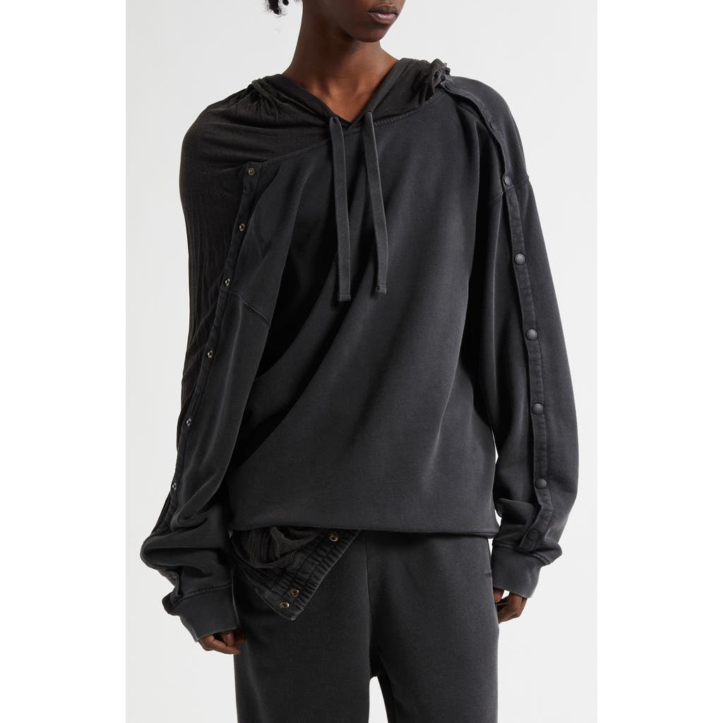 Y/Project Snap Insert Organic Cotton Hoodie in Vintage Black