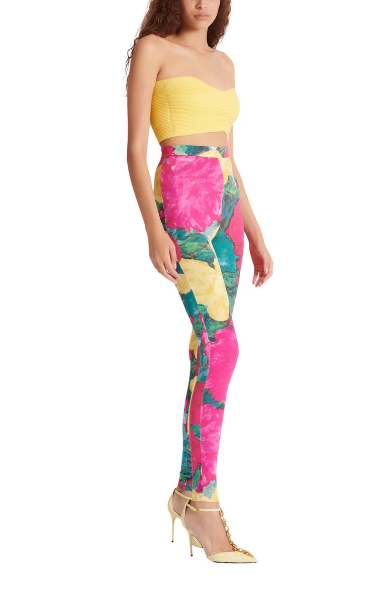 Balmain Jersey leggings with roses print, Alternate, color, Multicolor