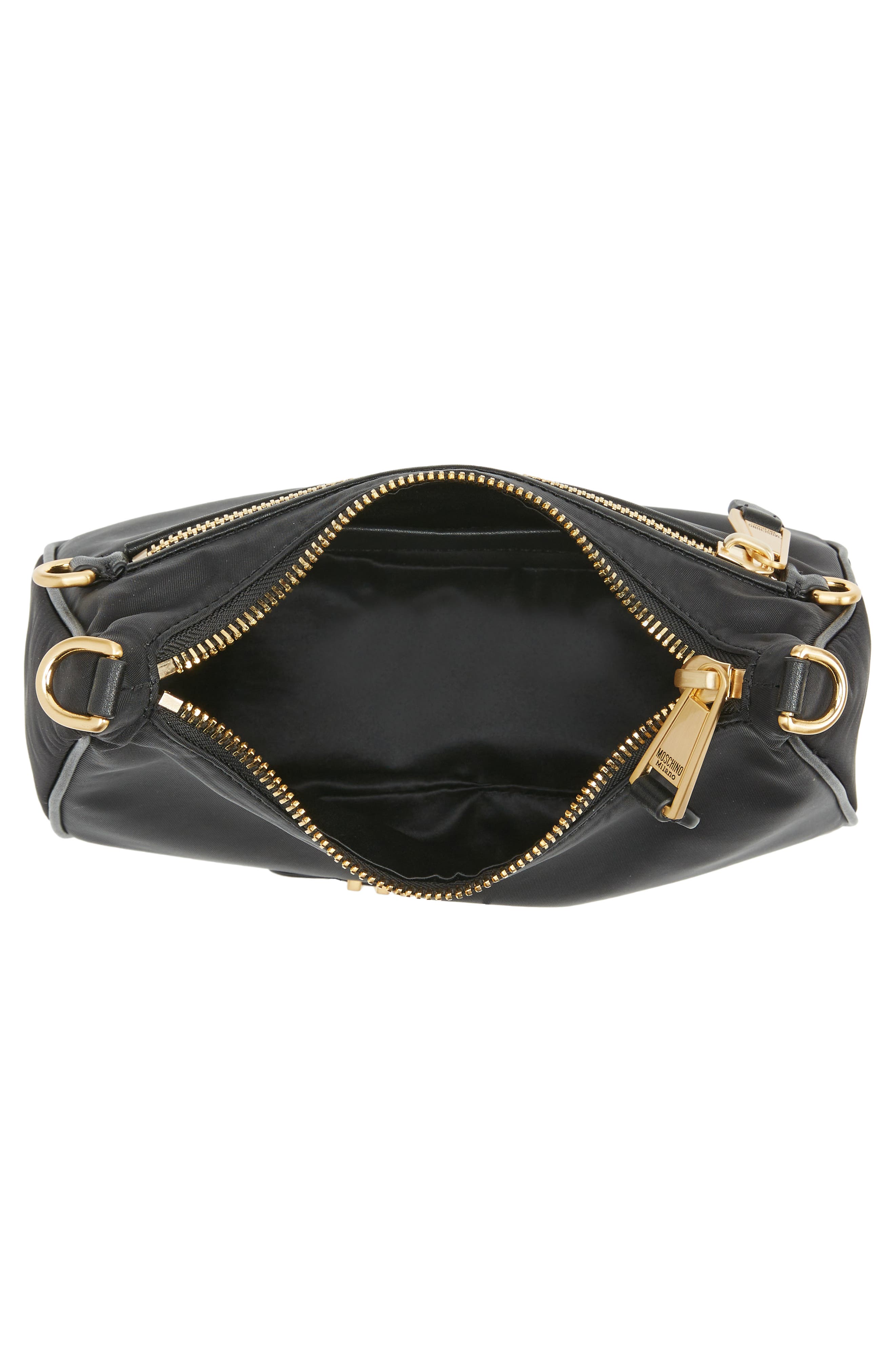 Moschino Logo Lettering Nylon Hobo Bag, Alternate, color, 