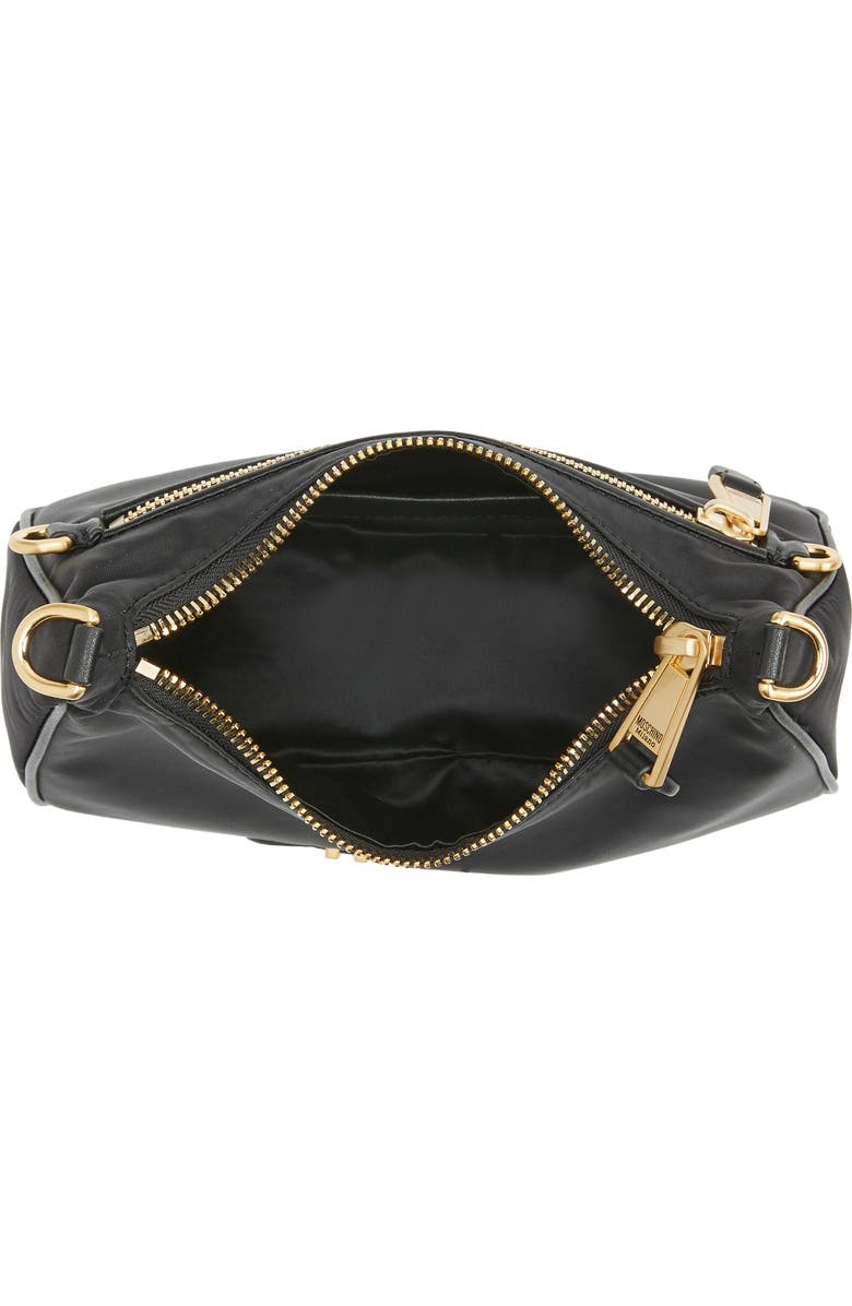 Moschino Logo Lettering Nylon Hobo Bag, Alternate, color,