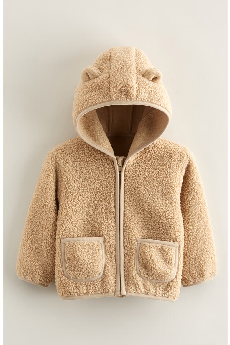 Cozy Hooded Faux Shearling Jacket, Main, color, TAN STOCK