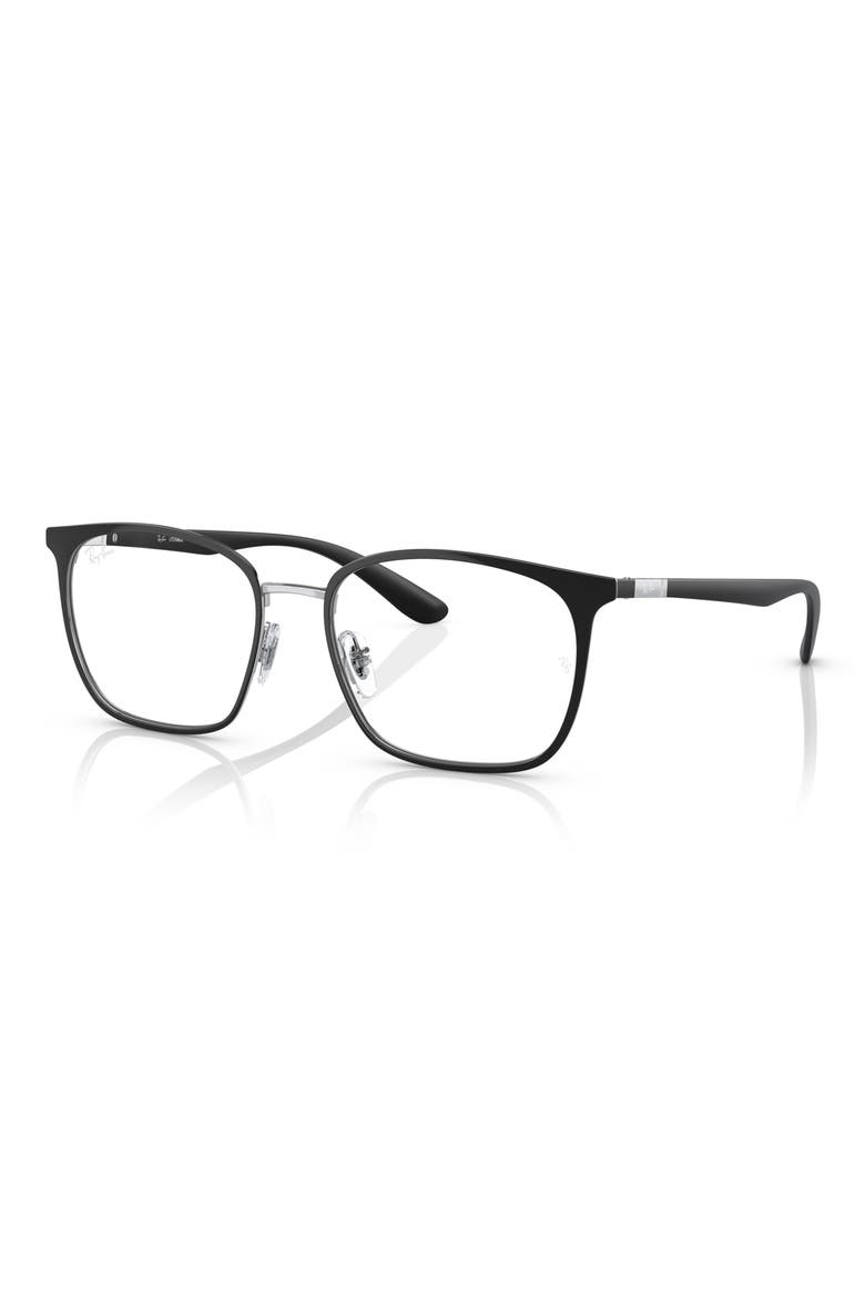 0RX6486 52mm Square Optical Glasses, Alternate, color, BLACK