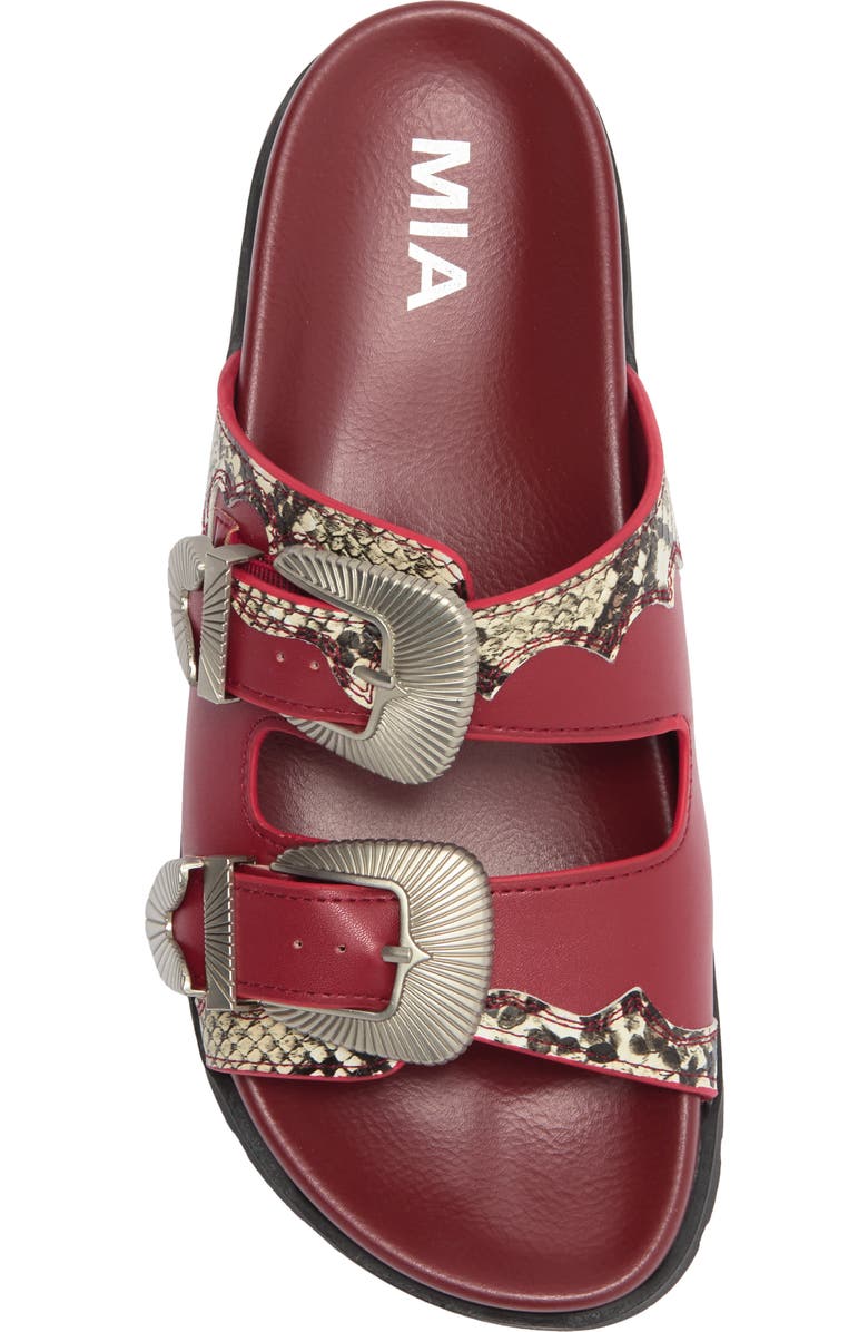 MIA Tibby Slide Sandal, Alternate, color, Red/ Beige Multi Snake
