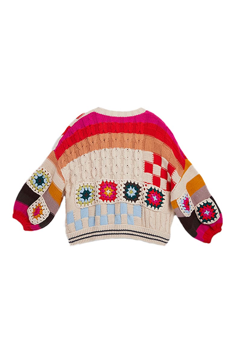 Colorful Crochet Cardigan, Alternate, color, IVORY