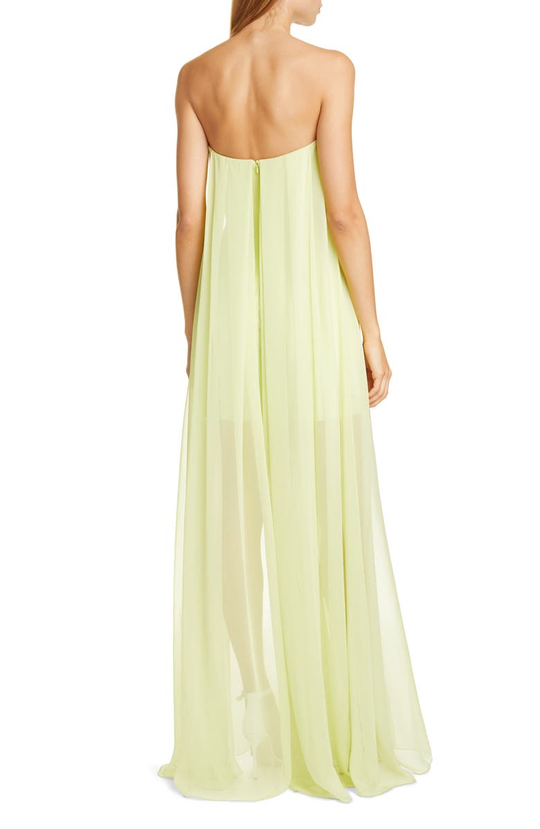 CUSHNIE Sheer Leg Strapless Silk Chiffon Jumpsuit, Alternate, color, 