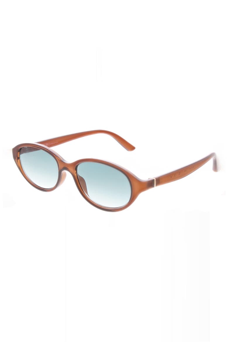 51mm Slim Oval Sunglasses, Alternate, color, BRICK