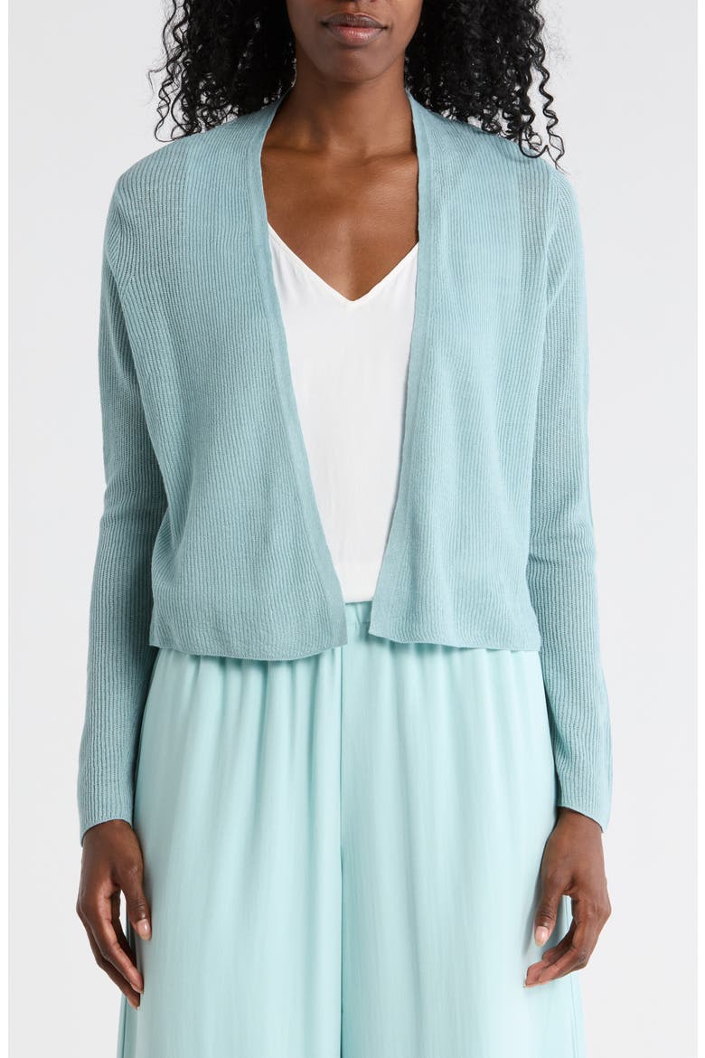 Organic Linen & Organic Cotton Cardigan, Main, color, SEAFOAM