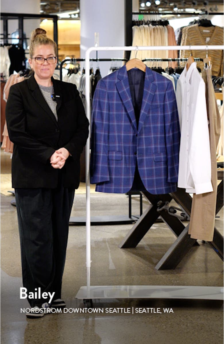 Tailored Fit Plaid Wool, Silk & Linen Blend Sport Coat, sales video thumbnail