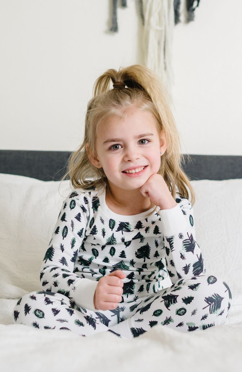 L'ovedbaby Kids' Holiday Fitted Organic Cotton Two-Piece Pajamas & Cap, Alternate, color, 